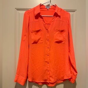 Express Portofino Long Sleeve bright orange Blouse